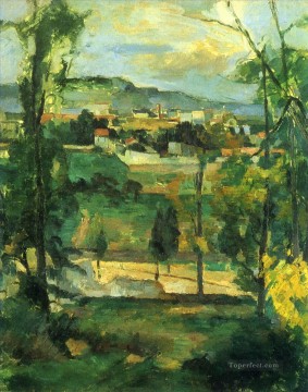Paul Cezanne Painting - Pueblo detrás de los árboles Paul Cezanne